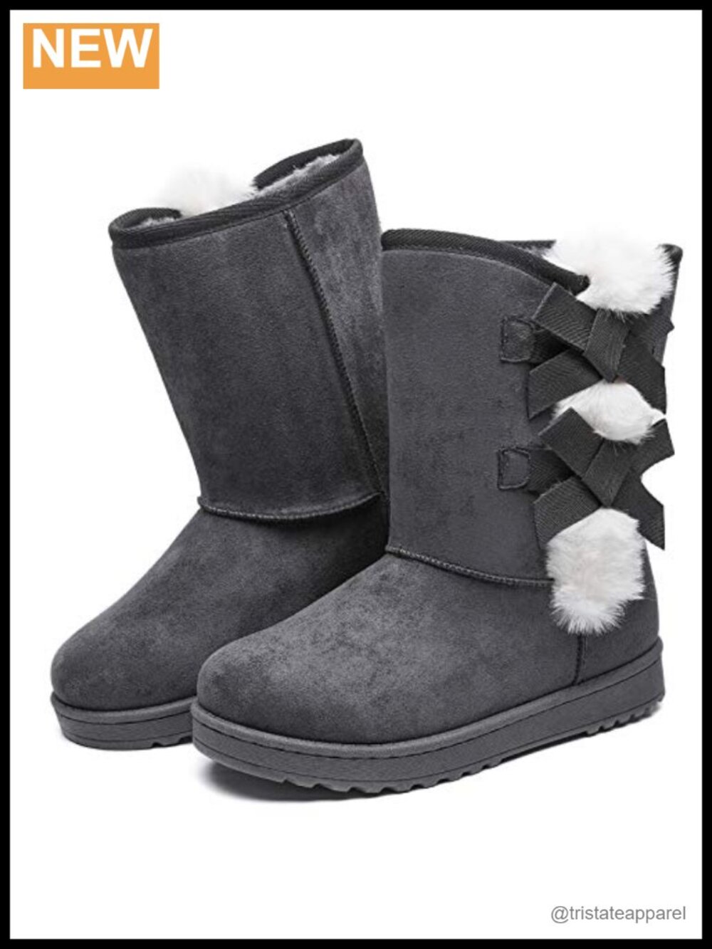 Witwatia Women's Mid Calf Winter Snow Boots Cashmere Fur Lined Slip On Booties